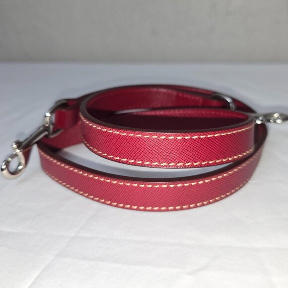 Dooney & Bourke Deep Red Crossgrain Leather REPLACEMENT STRAP ONLY Silver Hrdwr - Picture 1 of 4